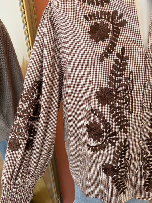 Chemise marron et beige 2XL et 3XL