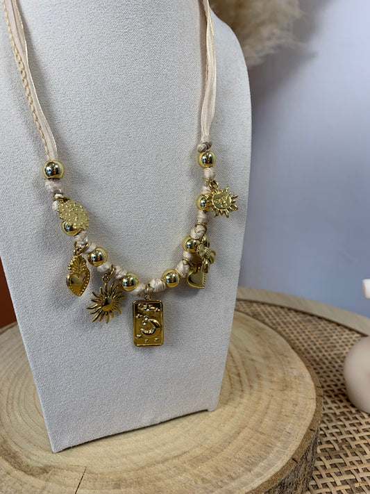 Collier "Luna" beige