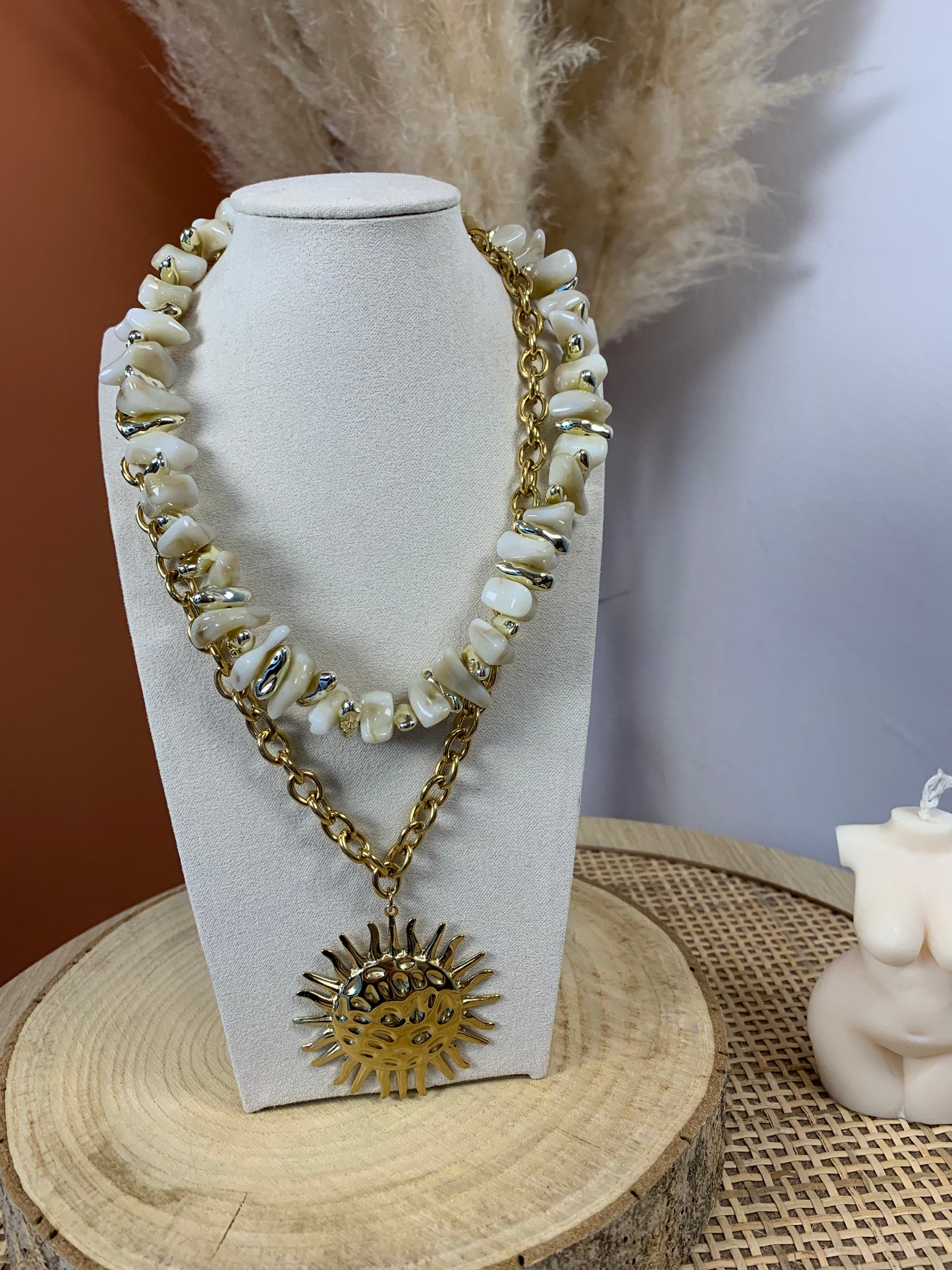 Collier "Azura" Beige