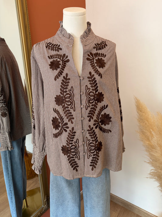 Chemise marron et beige 2XL et 3XL