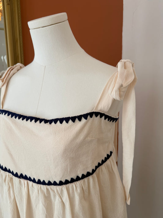 top beige et bleu M