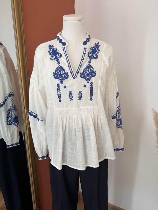 Chemise blanche et bleue M/L