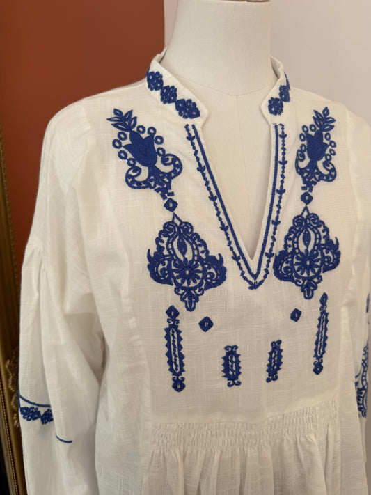 Chemise blanche et bleue M/L
